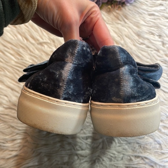 J/Slides Crushed Velvet Blue Annabelle Bow Slide On Sneakers - Picture 7 of 10
